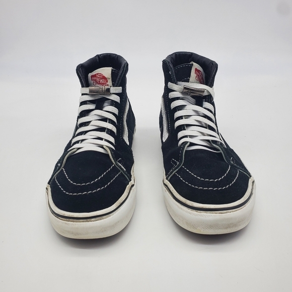 Vans Shoes Mens 5 Womens 6.5 Sk8 Hi Skateboarding Sneakers Black Suede Lace Up - Picture 2 of 14